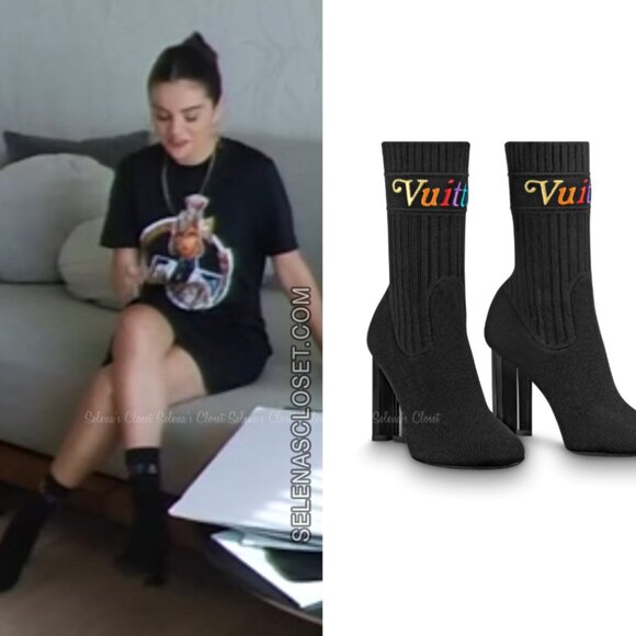 $1140 Louis Vuitton Silhouette Multicolor Black Ankle Sock Boots Size 9  - 39 - Picture 1 of 11